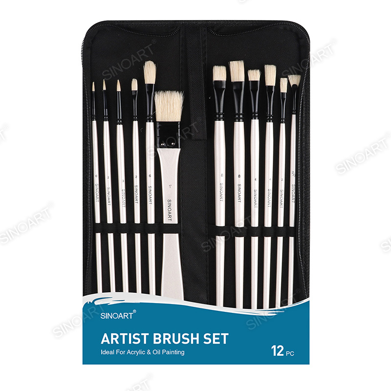 12pcs Artist Brush Set hog hair Brush Set