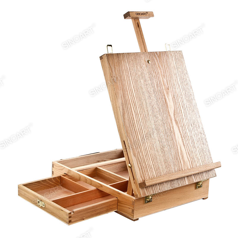 44x33x10cm Wooden Portable Artists Tabletop Foldable Box Easel 