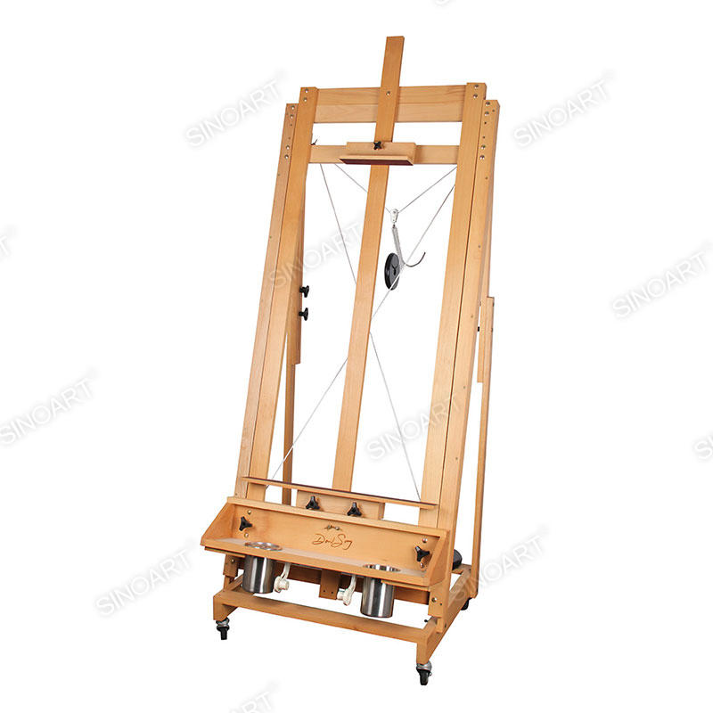 80x66x215(335)cm Heavy Duty Extra Large Adjustable H-Frame Studio Easel with Artist Storage Tray Wooden Easel