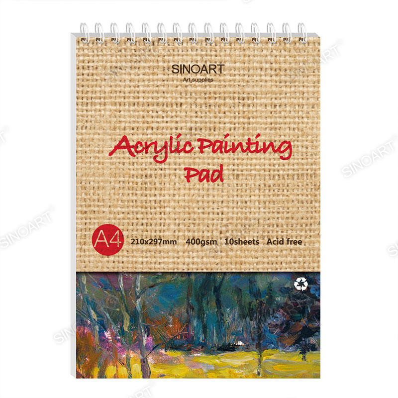 10 sheets Acrylic Painting Pad 400gsm Acid free Spiral Bound Artist Paper