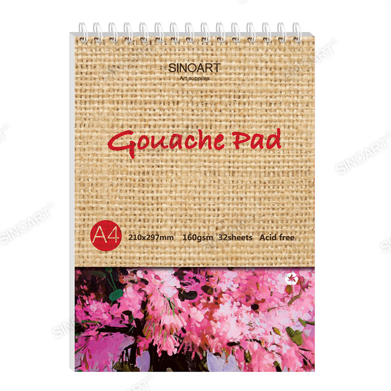 32 sheets Gouache Pad 160gsm Acid free Top Spiral Bound Artist Paper 