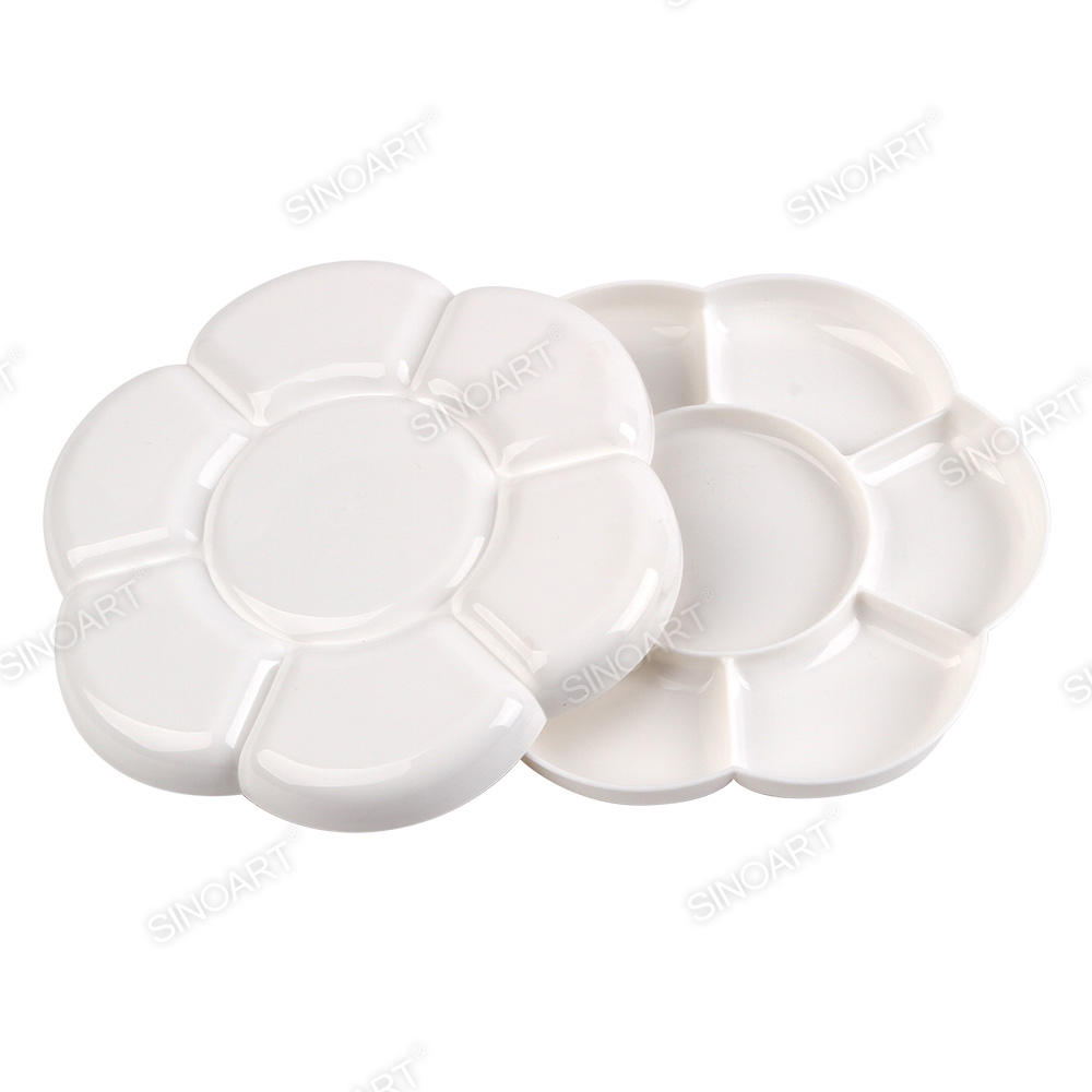 7 wells Plastic Palette Dia.17.5cm White with lid Palette