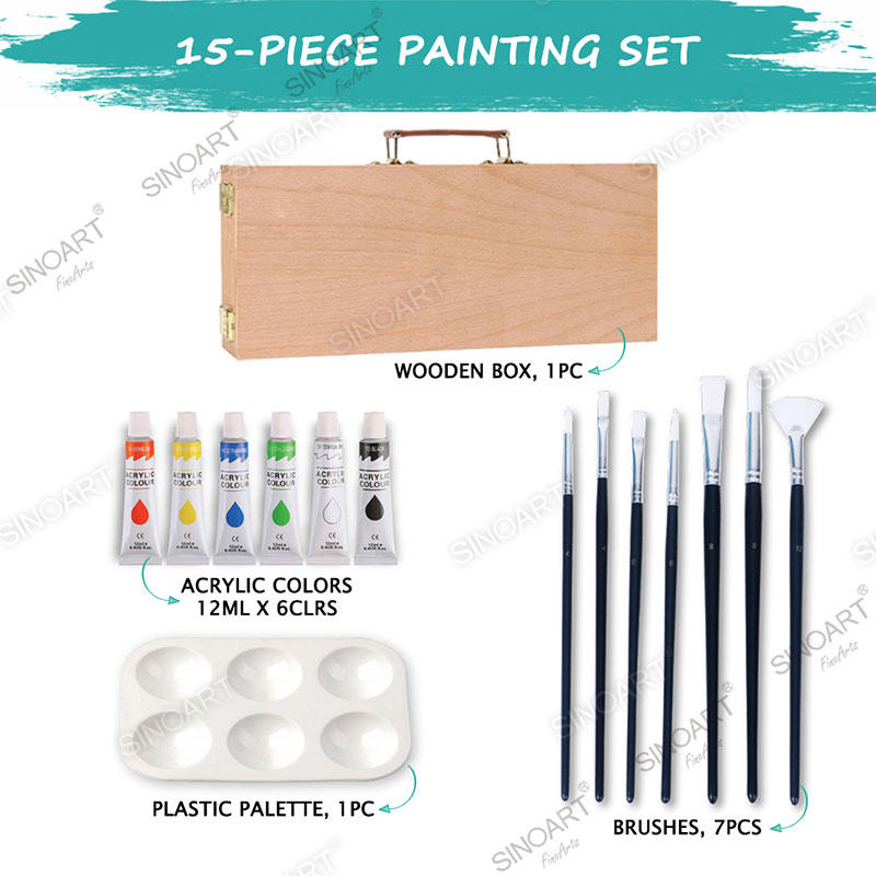 16pcs Painting set wooden box art set