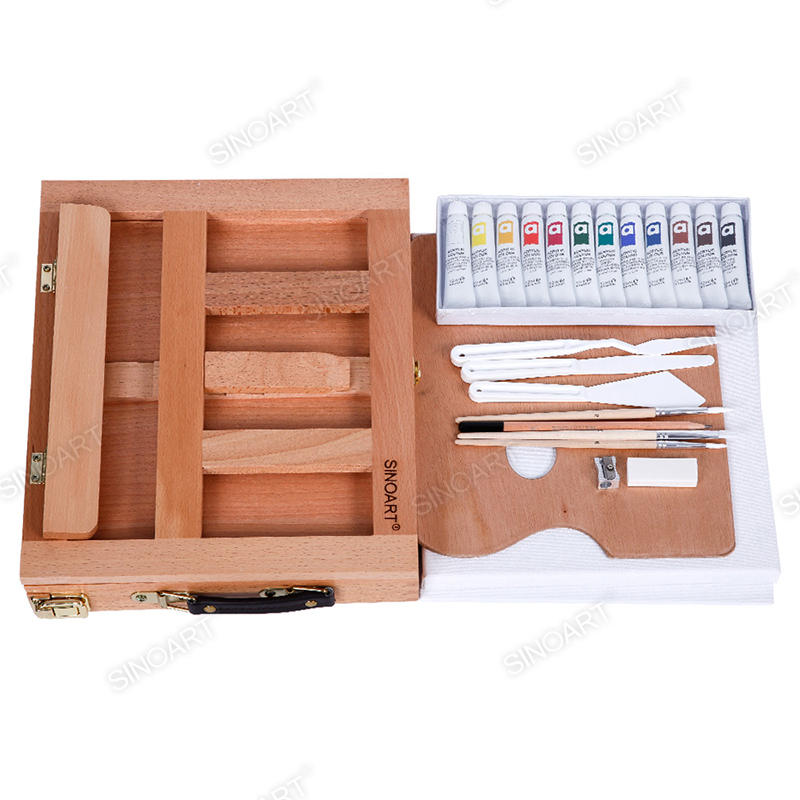 23pcs Acrylic Painting Set wooden box easel art set