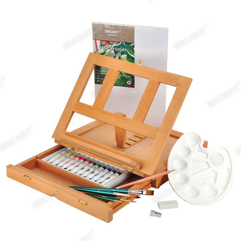 25pcs Watercolor Painting Set wooden box easel art set