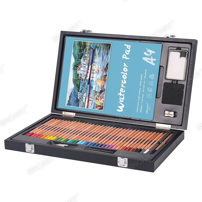 44pcs Wooden Box Watercolor Art Set