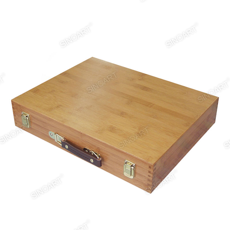 Bamboo Multifunction Art Supply Tool Storage Box Portable Oil Painting Case 