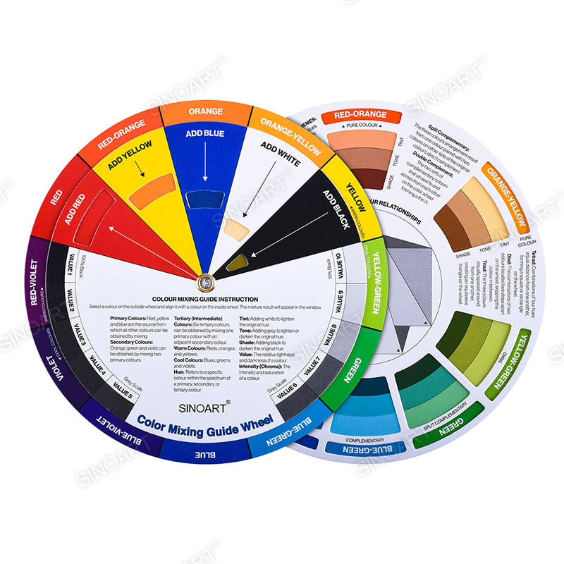 Printed cardboard Artist Paint Color Mixing Guide Wheel