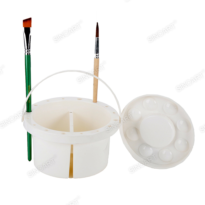Dia 16.5cm H 9cm Plastic brush washer With lid tote palette