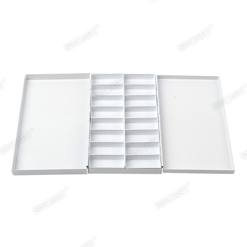 16 wells Metal palette 18.8x10.5x2.5cm Rectangular Tin with Fold-Out Palette
