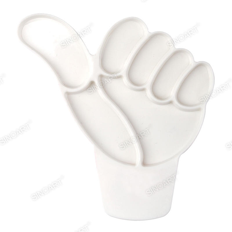 7 wells Plastic Palette 16x15.5cm White Palette Hand shape