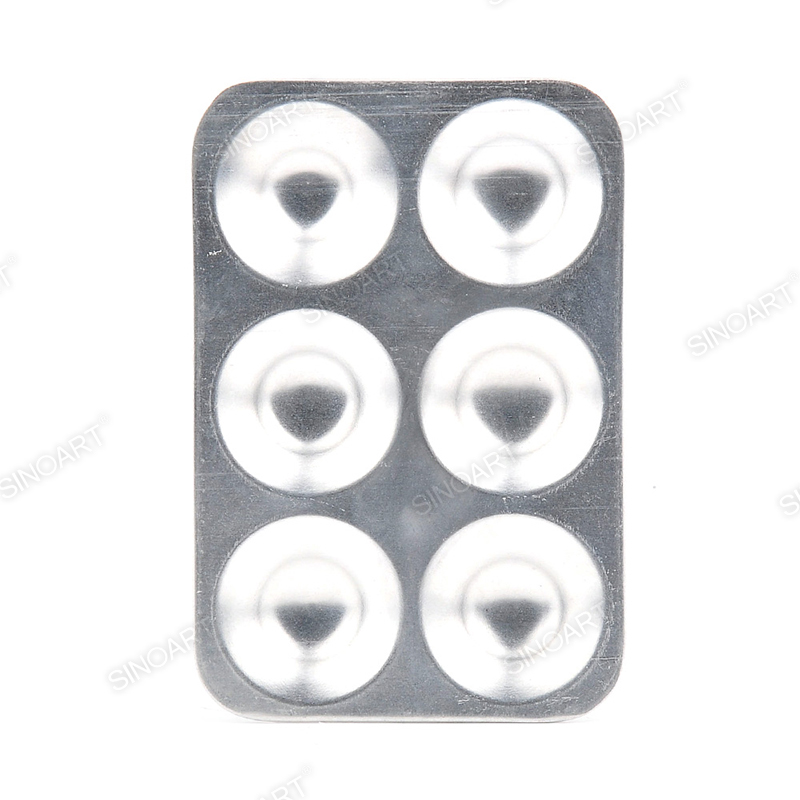 6 wells Aluminum palette 13 x 8.7cm Rectangle silver palette