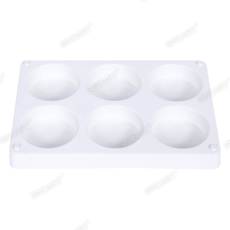 21.6x14.6cm Plastic Palette 6 wells, Dia. 6cm x Height 2cm Rectangle Palette