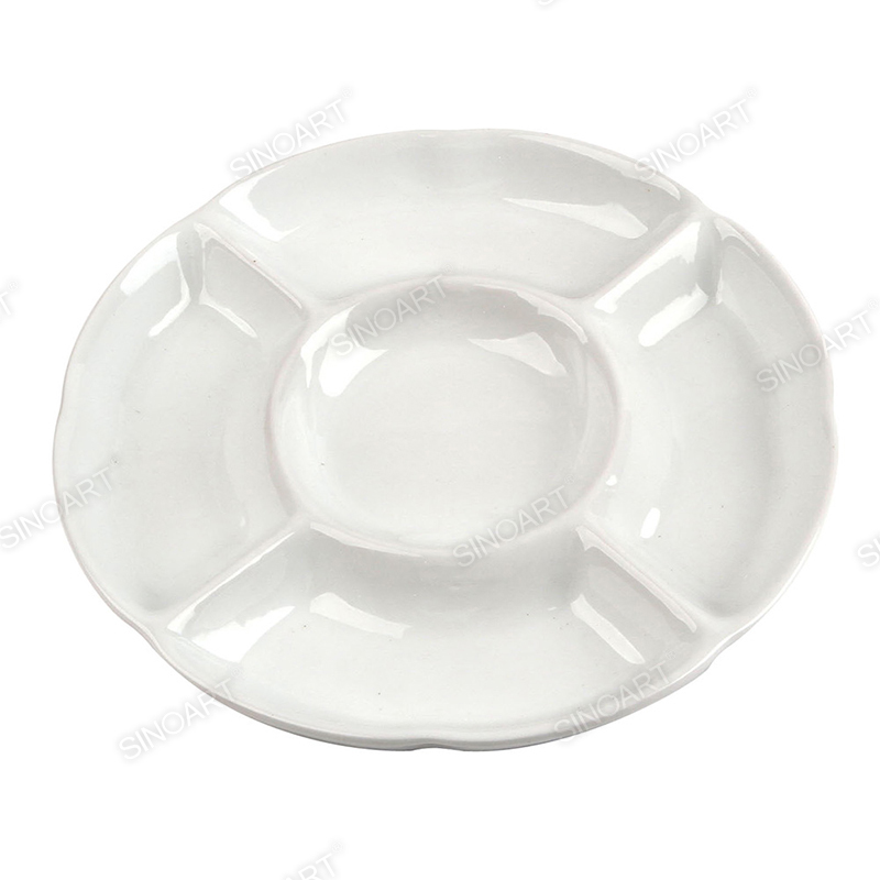 5 wells Artist Ceramic Palettes Dia. 24.5cm & Dia. 29.5cm Round Palette