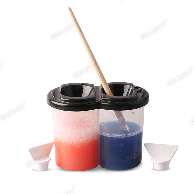 Twin pots Plastic Brush Washer 12x9.5x7.3cm palette