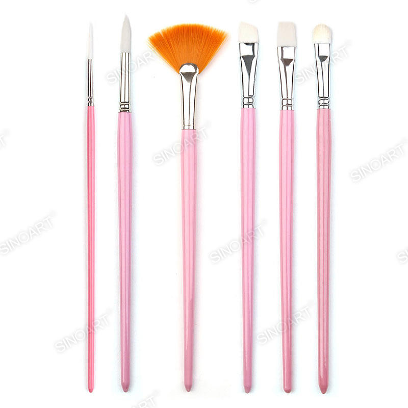 Pink handle Artist Nylon Brush pure white nylon hair Mix Media Brush 