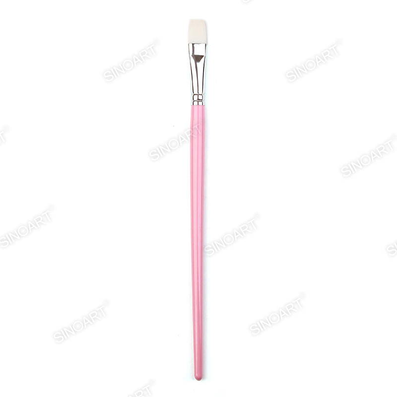Pink handle Artist Nylon Brush pure white nylon hair Mix Media Brush 