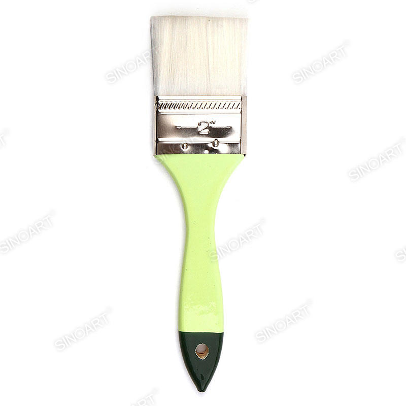 Green wooden handle Artist Nylon paint Brush Brass ferrule Mix Media Brush