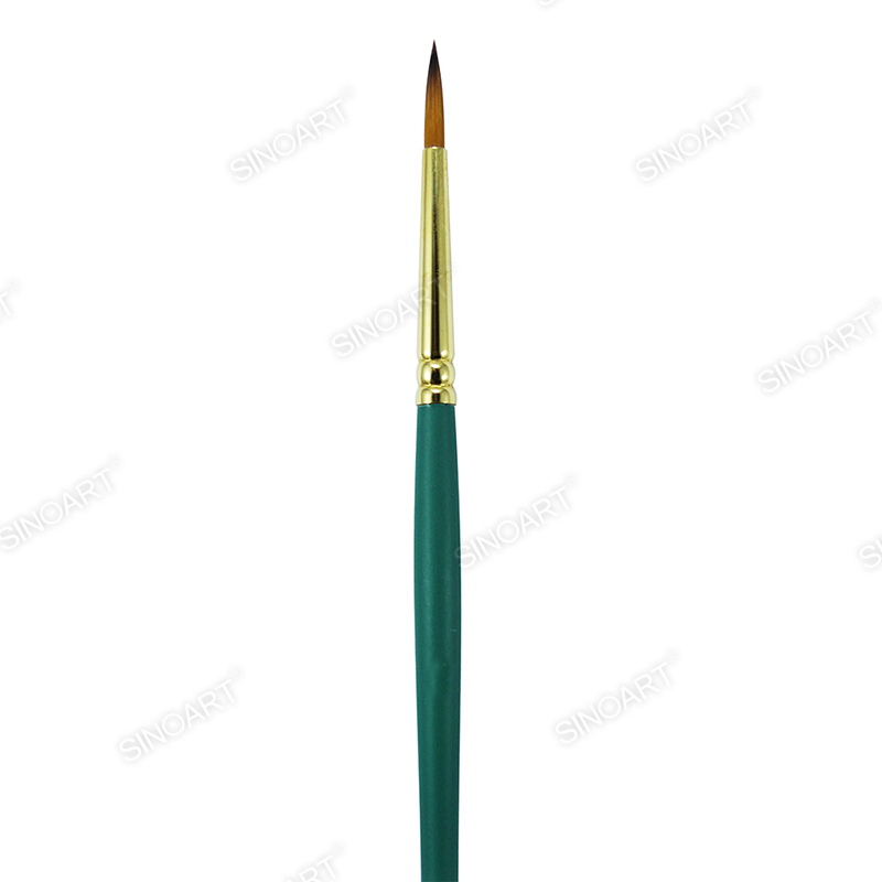 Double color Pointed Nylon Artist watercolor brushes Green short handle Mix Media Brush