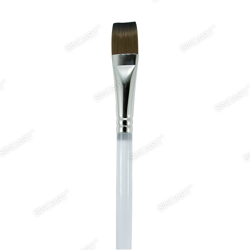 Acrylic handle Artist Nylon brushes brass ferrule golden nylon Mix Media Brush