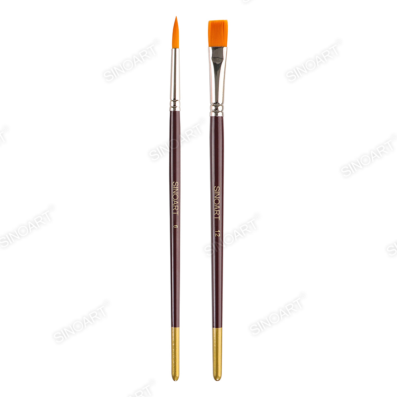 Golden nylon Artist brushes short handle Mix Media Brush