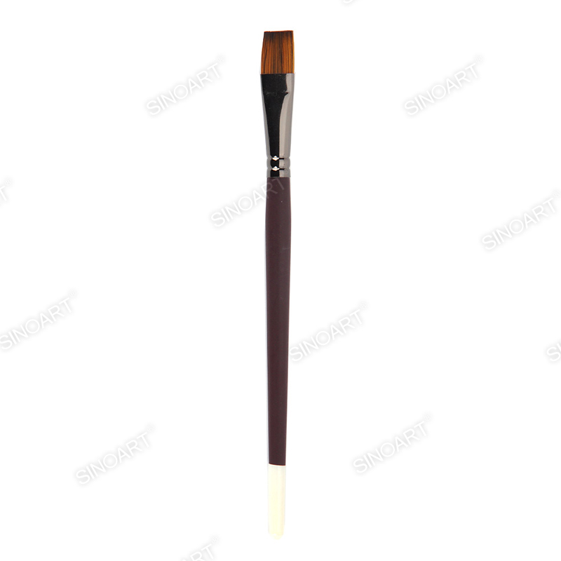 Matt brown handle artist brush brown nylon hair brass ferrule Mix Media Brush