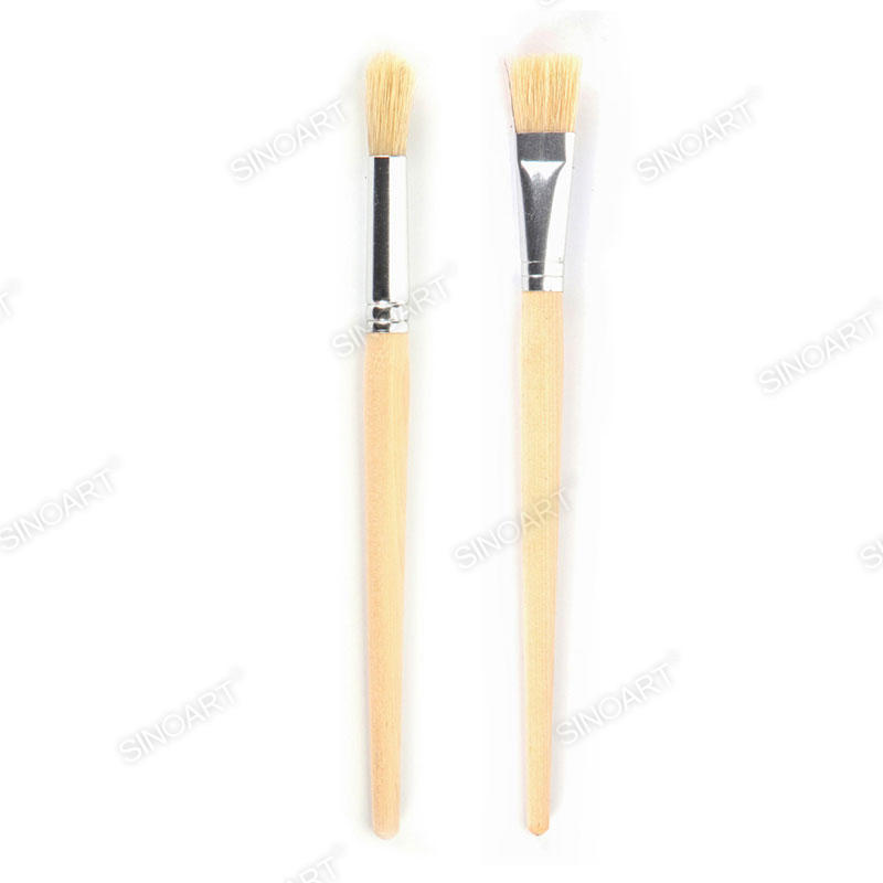 Natural short handle Artist Bristle Brush Acrylic & Oil Brush