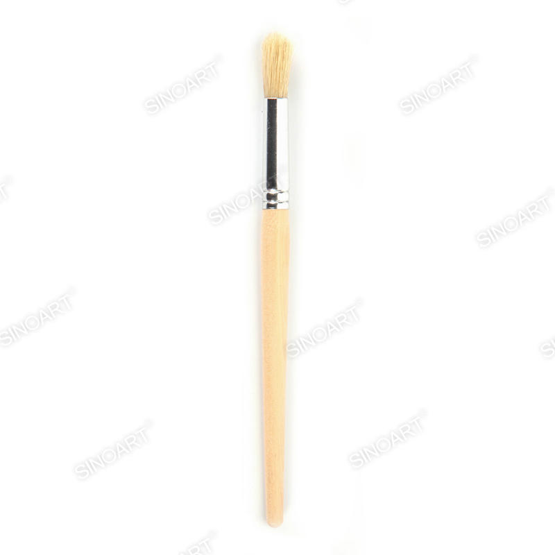Natural short handle Artist Bristle Brush Acrylic & Oil Brush