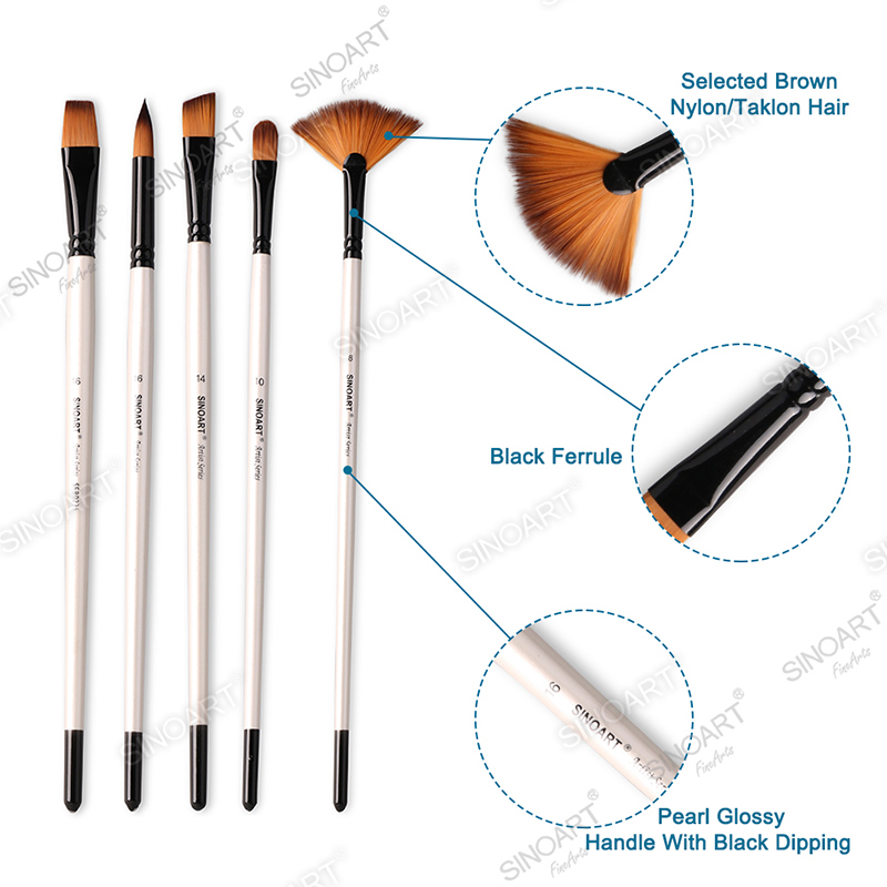 Pearl glossy handle nylon Artist Brush Mix Media Brush