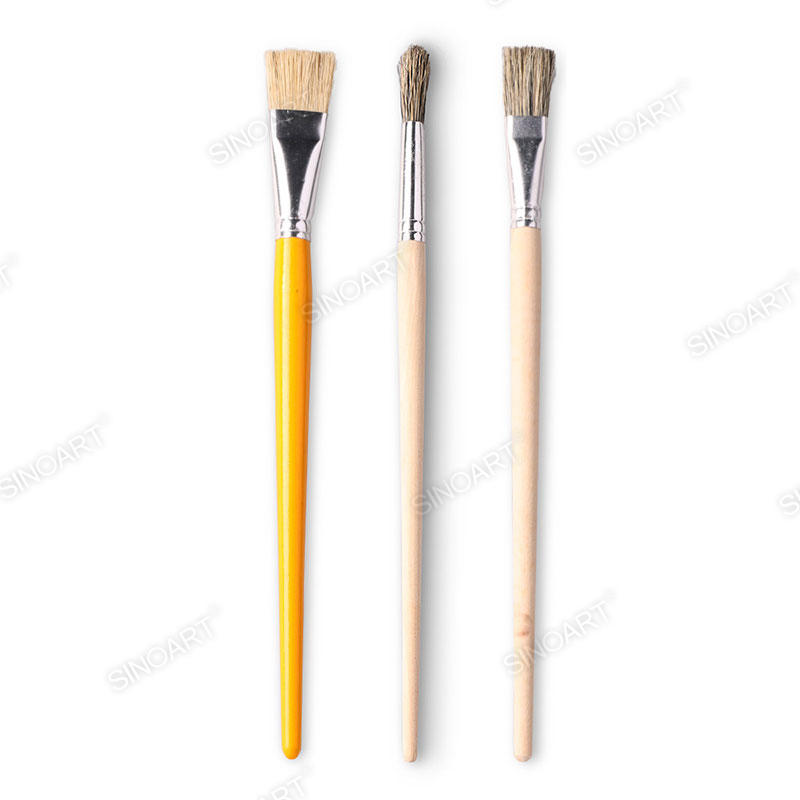 Natural bristle hair Artist Bristle Brush long handle flat Acrylic & Oil Brush