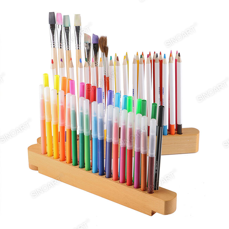 68 holes 102 holes Wooden Pencil Stand Beech wood Artist Organizer