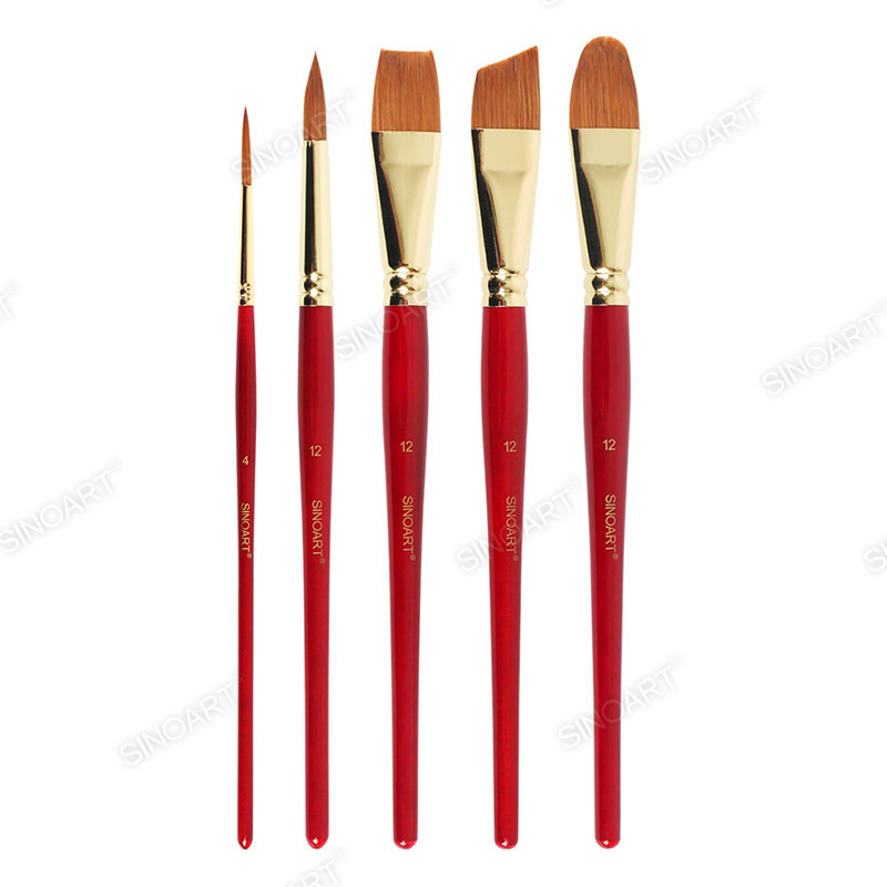golden ferrule Artist Kolinsky Watercolor Brush short handle Watercolor Brush