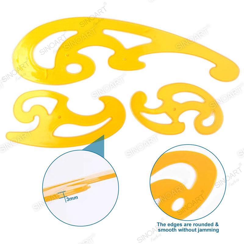 3 Pieces Plastic French Curve Ruler Stencil Sewing Ruler Drafting tool
