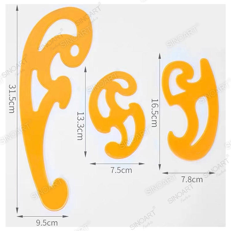 3 Pieces Plastic French Curve Ruler Stencil Sewing Ruler Drafting tool
