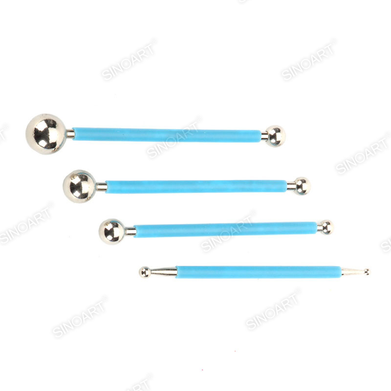 4pcs Ball Stylus Tool Set Double-Ended Metal Pottery & Ceramic Tool 