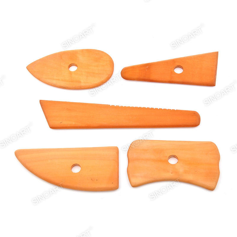 5pcs Wooden Pottery Ribs Sculpting Modeling Clay Crafts Pottery & Ceramic Tool