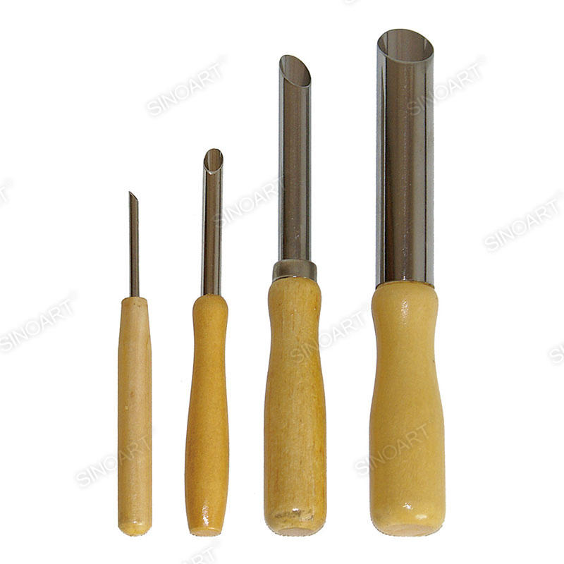 4pcs Hole cutter puncher Stainless Steel and Wood Circular Pottery & Ceramic Tool