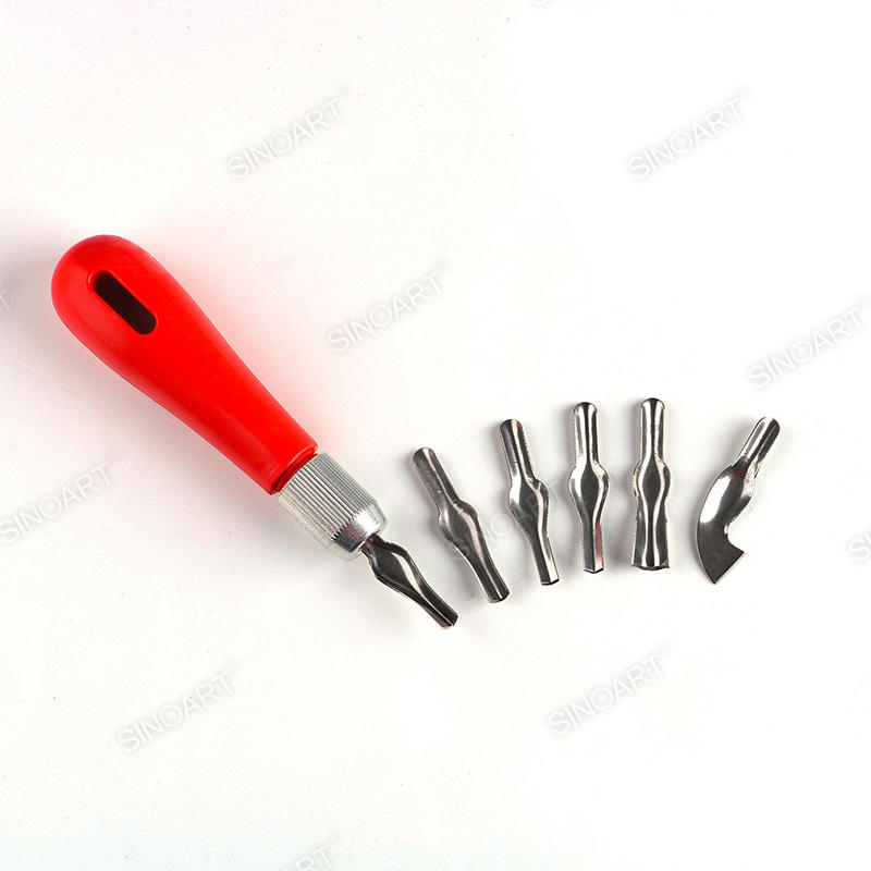 6 blades Lino Cutter plastic handle Carving Tools Block Printing Tool