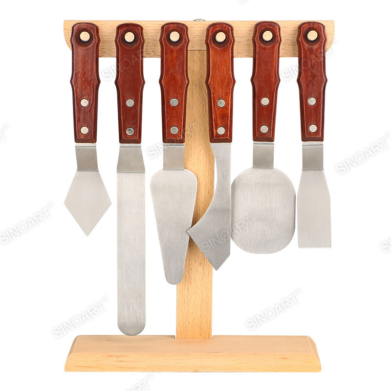 Wood stand Heavy Duty Palette Knife Set 6pcs Painting Knife