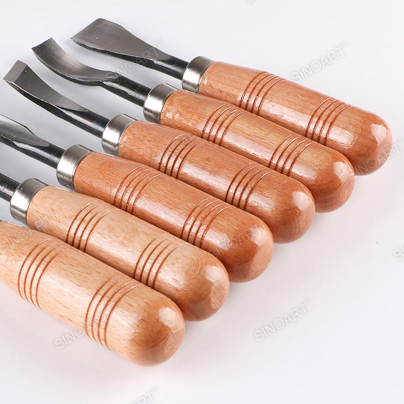 6 shapes Wood Carving Kit wide blade Handmade Chisel Sculpture & Carving Tool