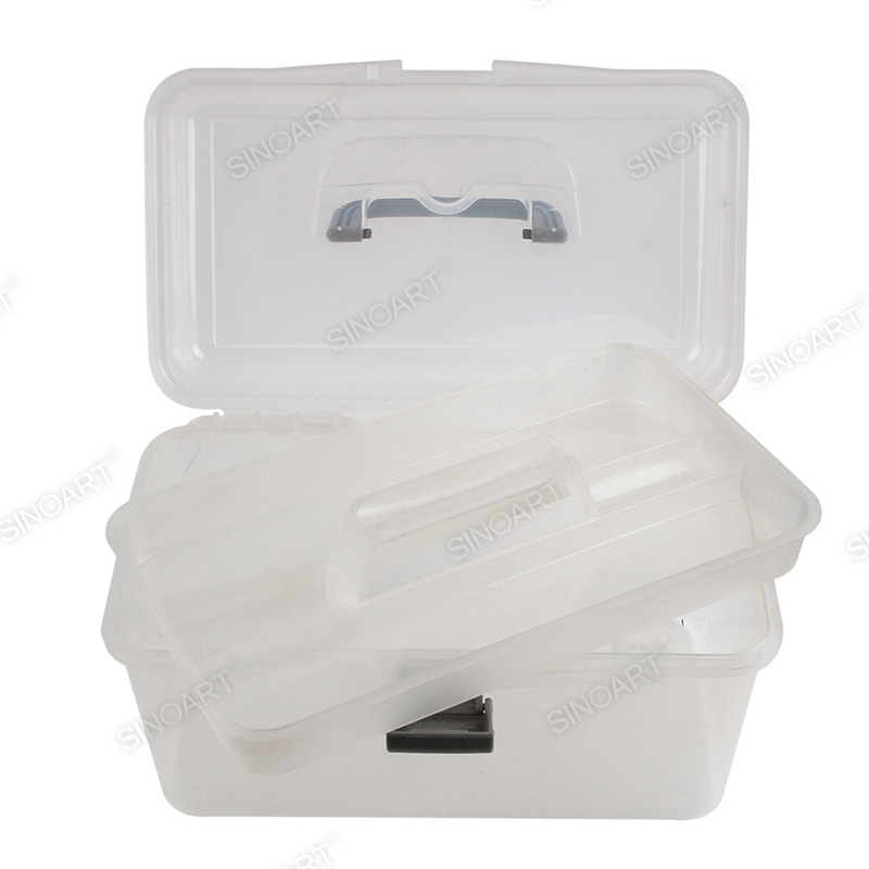 Two layers Art tool box Art and Crafts Case Transparent Artist Organizer