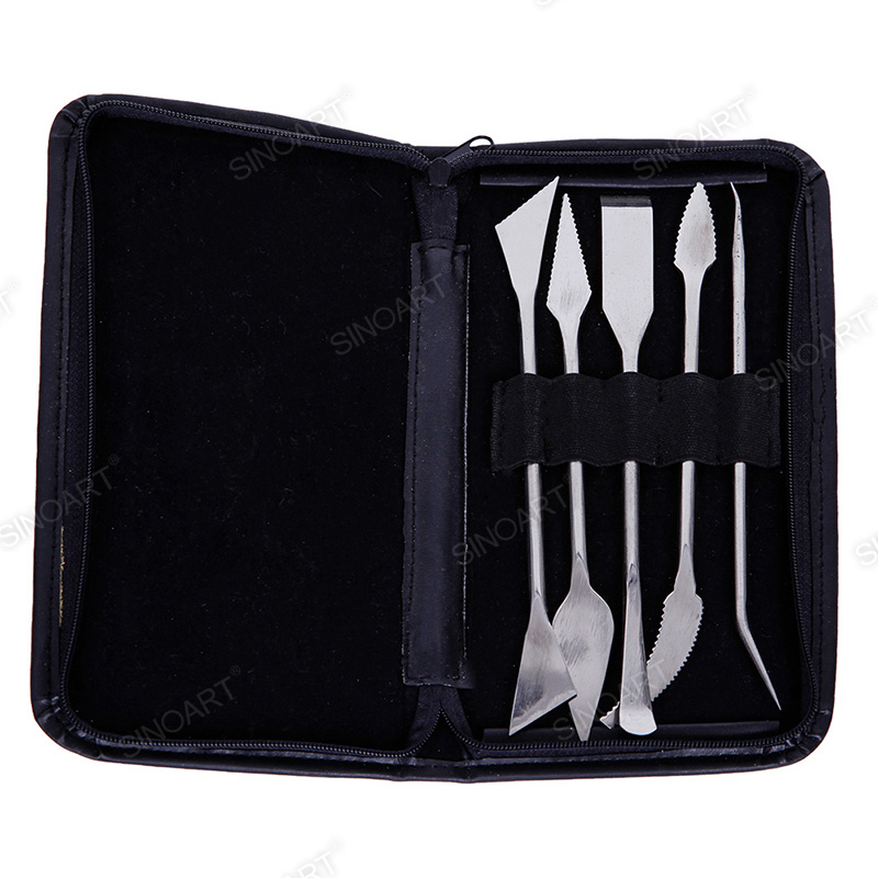 Stainless Steel 5pcs Pottery Double Ended Tool carrying case Pottery & Ceramic Tool