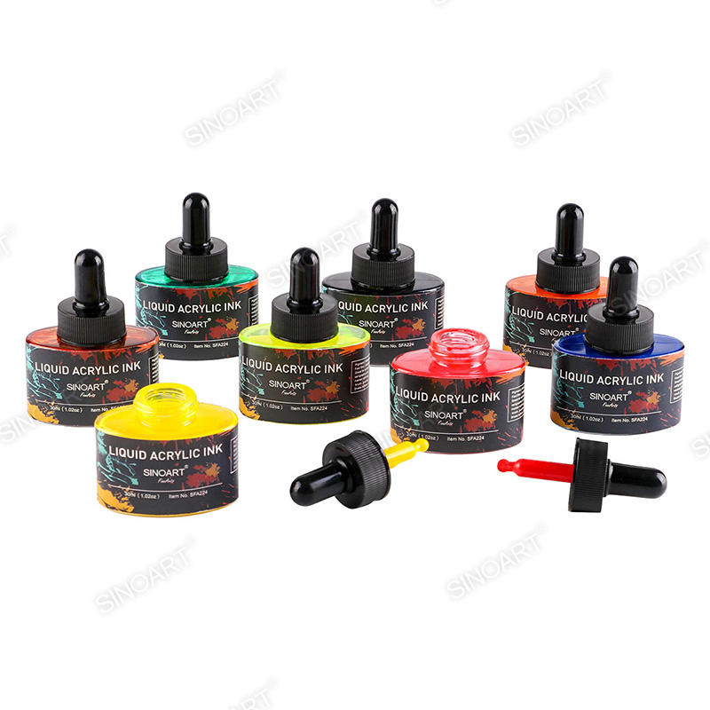 30ml 1.02oz Liquid Acrylic Ink glass bottle with dropper Calligraphy