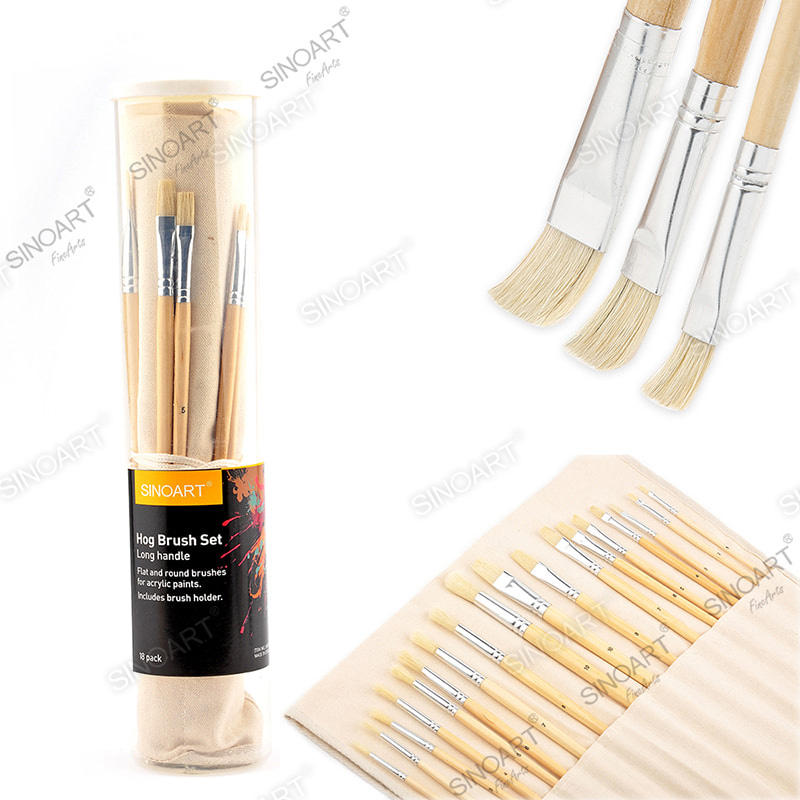 18pcs Brush natural long handle Brush Set