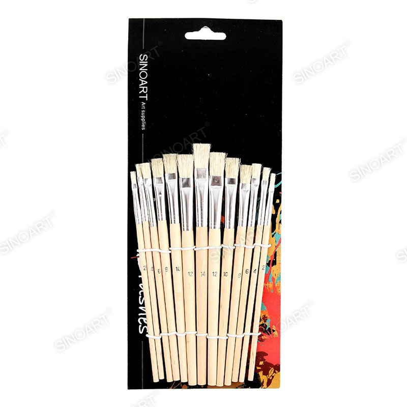 Flat Bristle brush Set 13pcs short handle Brush Set