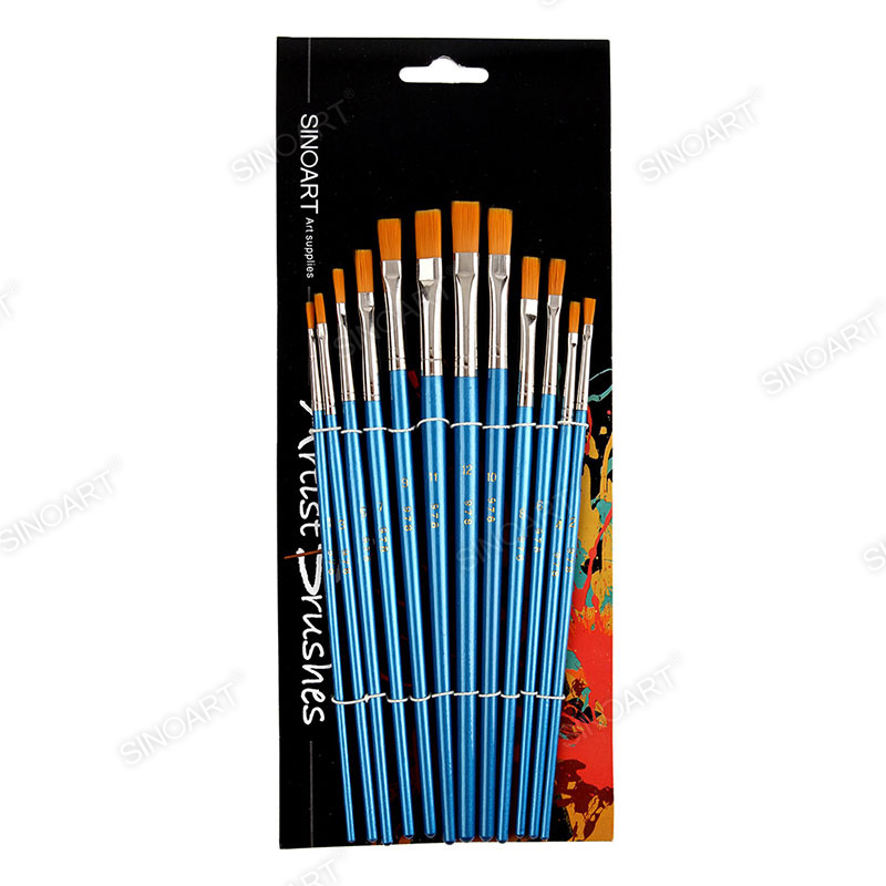12pcs Acrylic brush set Flat nylon hair Brush Set
