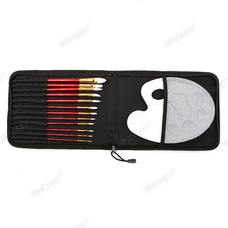 Red handle Paint Brushes Palette set 13pcs Brush Set
