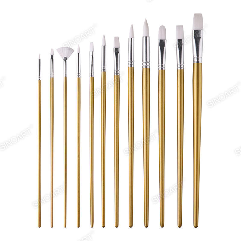 12pcs Value brushes golden long handle Brush Set