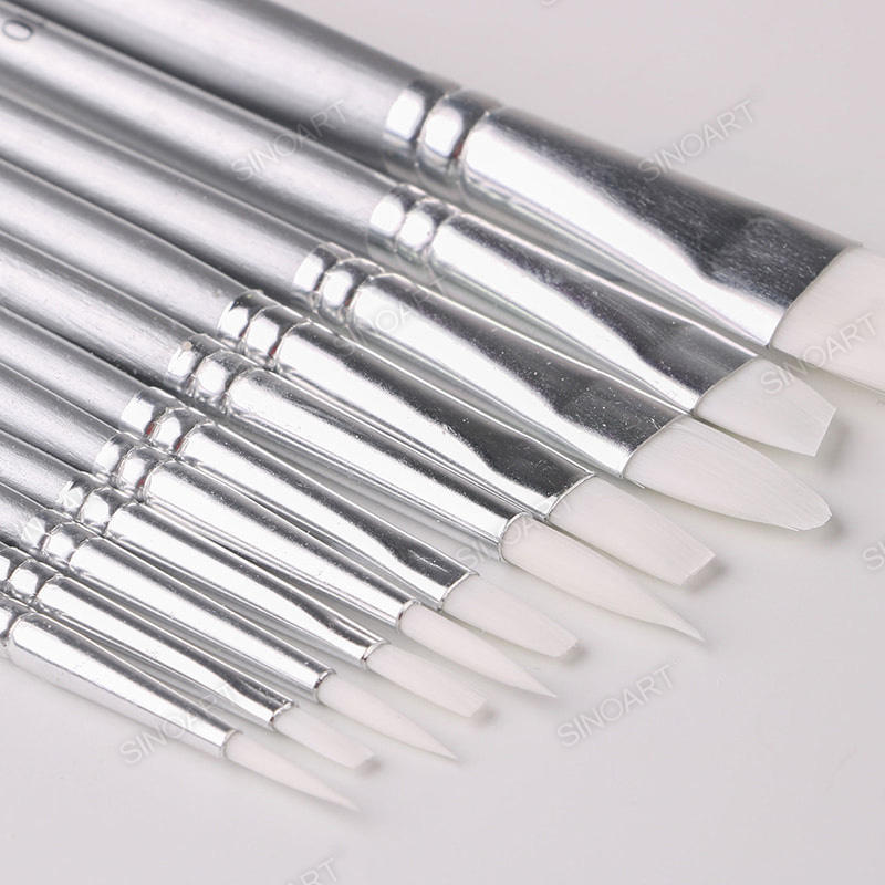 White hair handle Value brushes silver short handle Brush Set