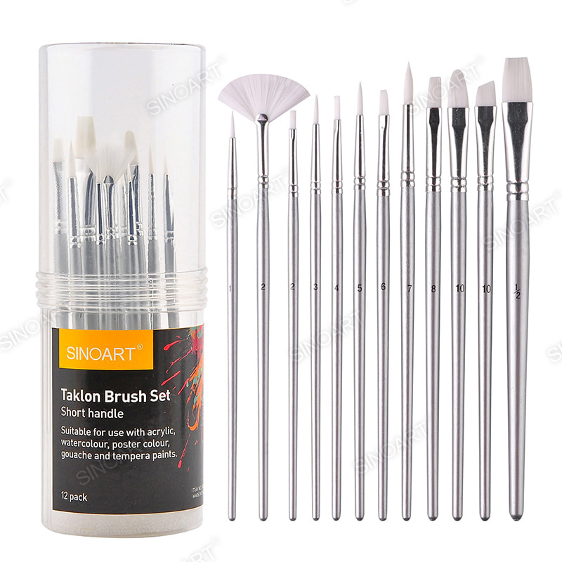 White hair handle Value brushes silver short handle Brush Set